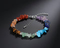 7 Chakra Rohstein Armband mit bunten Natursteinsplittern und silberner Verlaengerungskette