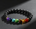 7 Chakra Perlenarmband mit Natursteinen und goldenen Akzenten, Nahaufnahme