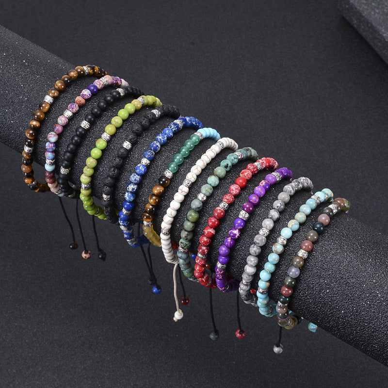 7 Chakra Yoga Armband mit 4mm Natursteinperlen in verschiedenen Farbvarianten